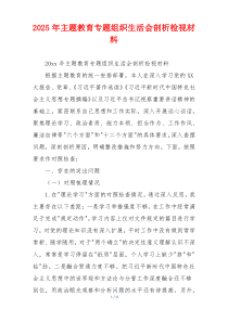 2025年主题教育专题组织生活会剖析检视材料