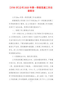 [3700字]公司2025年第一季度党建工作自查报告