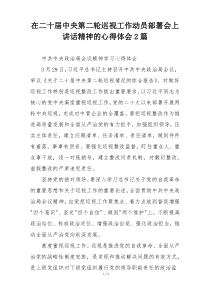 在二十届中央第二轮巡视工作动员部署会上讲话精神的心得体会2篇
