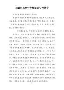 处置突发事件专题培训心得体会