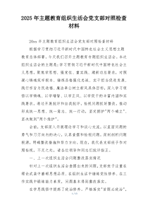 2025年主题教育组织生活会党支部对照检查材料