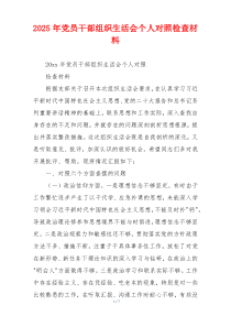 2025年党员干部组织生活会个人对照检查材料