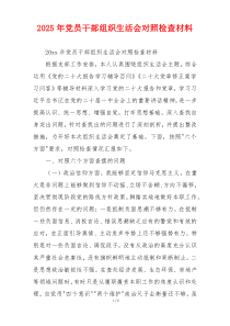 2025年党员干部组织生活会对照检查材料