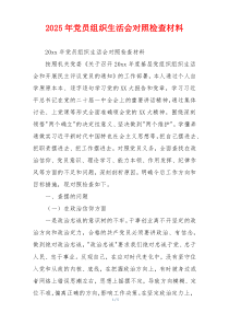 2025年党员组织生活会对照检查材料