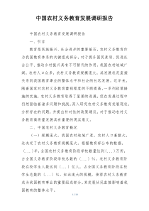 中国农村义务教育发展调研报告