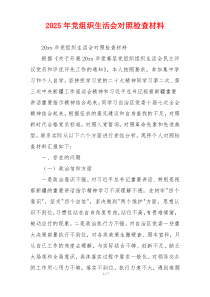 2025年党组织生活会对照检查材料