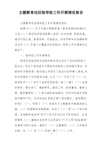 主题教育巡回指导组工作开展情况报告
