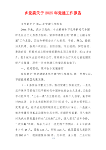乡党委关于2025年党建工作报告
