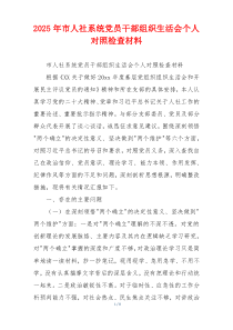 2025年市人社系统党员干部组织生活会个人对照检查材料