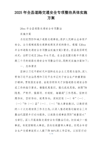 2025年全县道路交通安全专项整治具体实施方案