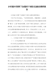乡村振兴背景下加强村干部队伍建设调研报告