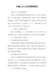 乡镇人大工作的调研报告