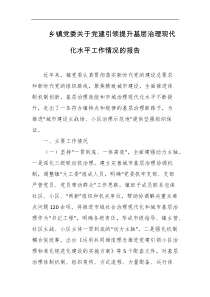 乡镇党委关于党建引领提升基层治理现代化水平工作情况的报告