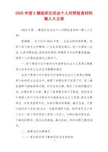 2025年度X镇组织生活会个人对照检查材料镇人大主席