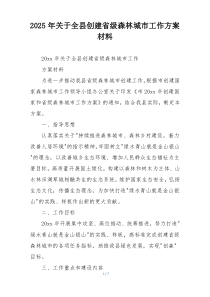 2025年关于全县创建省级森林城市工作方案材料