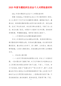 2025年度专题组织生活会个人对照检查材料