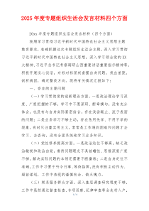 2025年度专题组织生活会发言材料四个方面