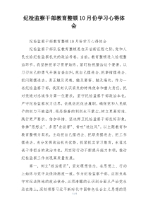 纪检监察干部教育整顿10月份学习心得体会
