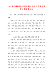 2025年度基层党组织专题组织生活会领导班子对照检查材料