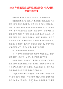 2025年度基层党组织组织生活会 个人对照检查材料支委