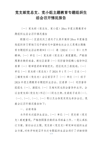 党支部党总支、党小组主题教育专题组织生活会召开情况报告
