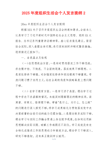 2025年度组织生活会个人发言提纲2