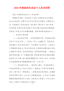 2025年度组织生活会个人发言材料