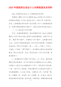 2025年度组织生活会个人对照检查发言材料