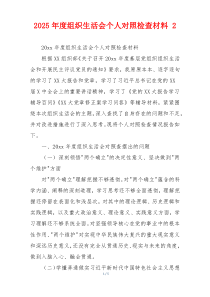 2025年度组织生活会个人对照检查材料 2