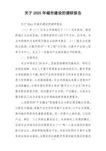 关于2025年城市建设的调研报告