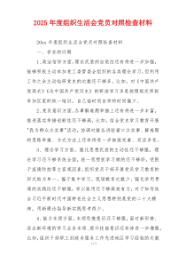 2025年度组织生活会党员对照检查材料