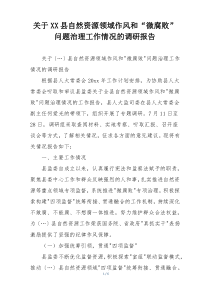 关于XX县自然资源领域作风和“微腐败”问题治理工作情况的调研报告