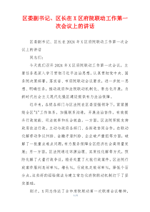 区委副书记、区长在X区府院联动工作第一次会议上的讲话
