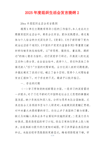 2025年度组织生活会发言提纲2