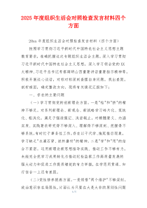 2025年度组织生活会对照检查发言材料四个方面