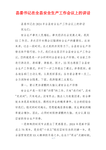 县委书记在全县安全生产工作会议上的讲话