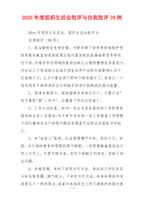 2025年度组织生活会批评与自我批评39例