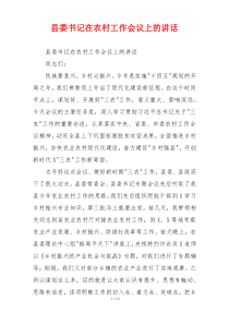 县委书记在农村工作会议上的讲话