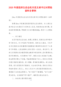 2025年度组织生活会机关党支部书记对照检查料含事例