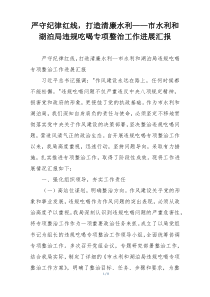 严守纪律红线，打造清廉水利——市水利和湖泊局违规吃喝专项整治工作进展汇报