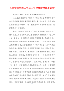 县委传达党的二十届三中全会精神部署讲话