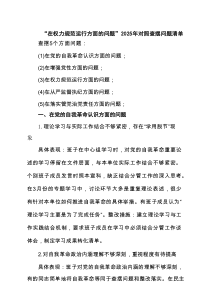 支部“在权力规范运行方面的问题”2025年对照查摆问题清单 （精选合集）