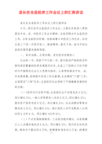 县长在全县经济工作会议上的汇报讲话
