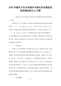 2025年镇关于在乡村振兴中强化农村基层党组织建设的分工方案