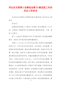 同志在市委第X巡察组巡察XX镇党委工作动员会上的讲话