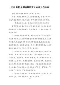 2025年防火期森林防灭火宣传工作方案