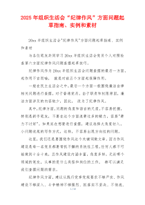 2025年组织生活会“纪律作风”方面问题起草指南、实例和素材