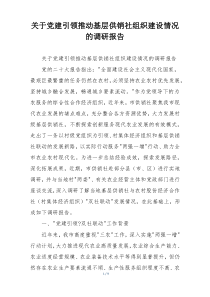 关于党建引领推动基层供销社组织建设情况的调研报告