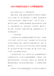 2025年组织生活会个人对照检查材料
