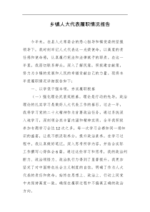 乡镇人大代表履职情况报告